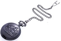 Black Antique Style Pocket Watch & Fob - USS Const