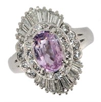 Platinum 2.73 ct Oval Pink Sapphire & Diamond Ring