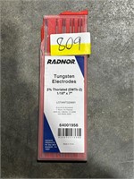 9 RADNOR Tungsten Electrodes 2% Thoriated 1/16"