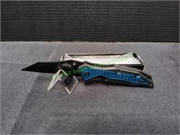 Master USA Black & Blue Pocket Knife w/ Clip