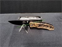 Master USA Tan Camo Pocket Knife w/ Clip