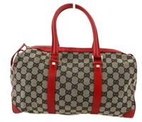 Gucci Monogram & Red Duffle Handbag