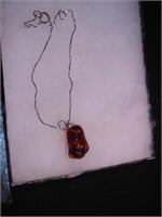 20" sterling box chain with amber drop