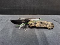Master USA Tan Zombie Pocket Knife w/ Clip