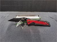 Master USA Black & Red Pocket Knife w/ Clip
