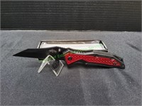 Master USA Black & Red Pocket Knife w/ Clip