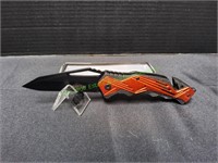 Master USA Orange & Black Pocket Knife w/ Clip