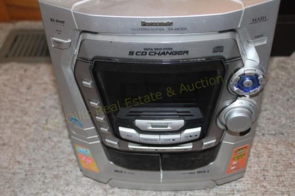 Panasonic AM/FM 5 CD Dual Cassette Stereo, No