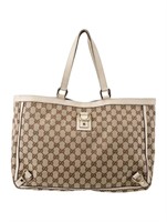 Gucci Abbey Gg Brown Canvas Large Tote