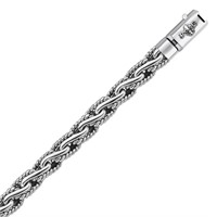 Sterling Silver Cable Motif Men's Chain Bracelet