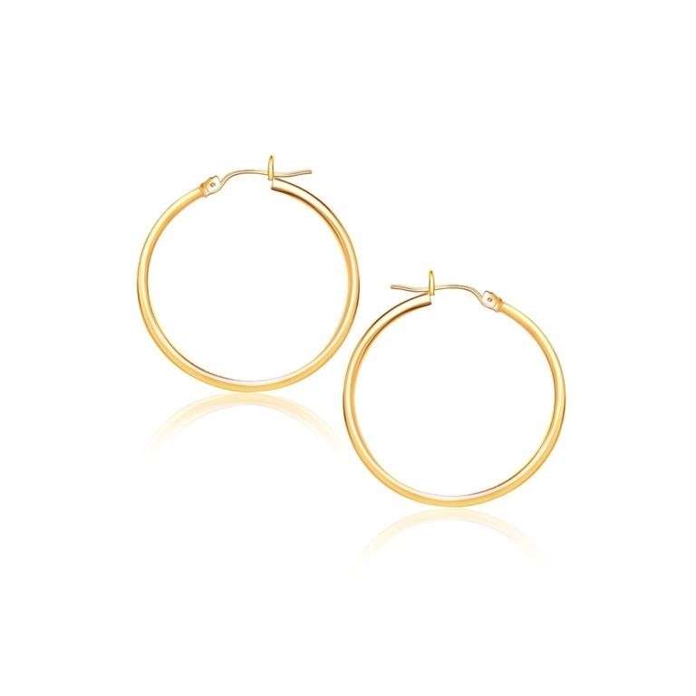 14k Gold Polished Hoop Earrings
