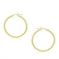 14k Gold Polished Hoop Earrings 30mm
