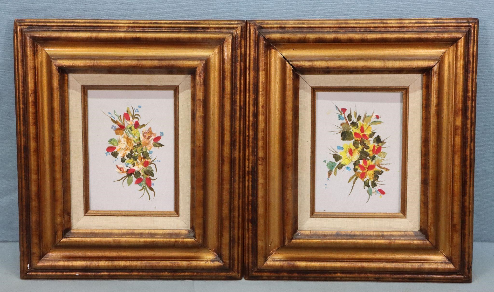 (2) Floral Oil on Canvas Paintings