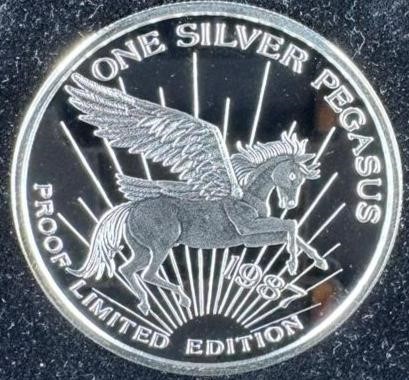 Rare .999 Silver Montana Pegasus Mine  1 oz Coin