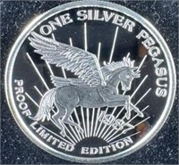 Rare .999 Silver Montana Pegasus Mine  1 oz Coin