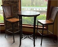 Bar Height Hammered Round Table & Chairs