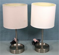 Pr. Brushed Chrome Table Lamps
