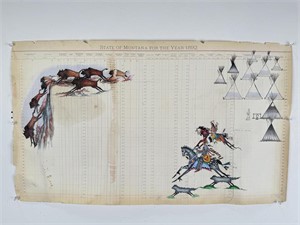 Terrance Guardipee Montana Indian Ledger Drawing