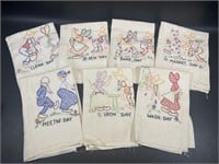 Vintage Embroidered Tea Towels Hillbilly Wash