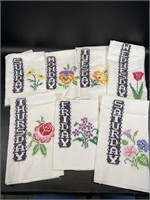 Weekday Cross Stitch Tea Towels w/ Flowers
