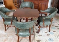 Lexington Cherry Club Table & Faux Leather Chairs