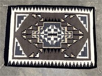 Handwoven Navajo Rug Gray & Black 50x35