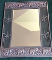 Stamped Copper Elephant & Palm Tree Mirror