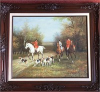 John Bacon Hunting Painting Oil on Canvas