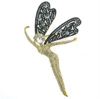 14k Gold-plated White Sapphire Fairy Brooch