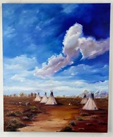 Montana Native American Indian Oil Painting