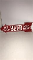 Cold Beer metal arrow sign