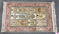 2x3ft Hand Knotted Four Seasons Oriental Silk Rug