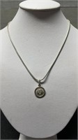 16" Sterling Silver Snake Chain With Sun Pendant