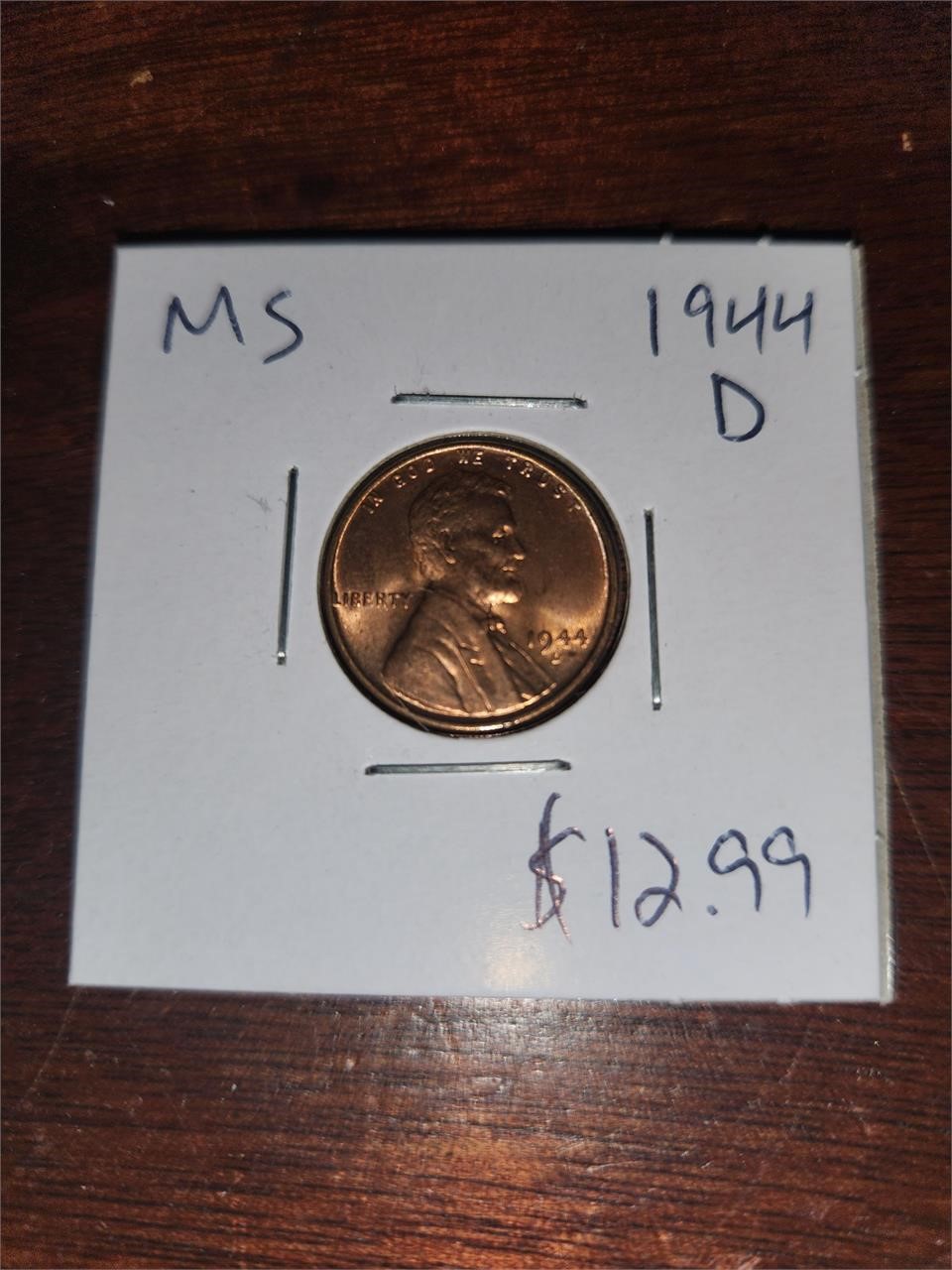 MS 1944 D wheat penny