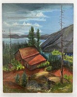 Penney Oil on Board Cabin Painting