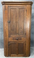 Primitive Oak Blind Door Corner Cabinet
