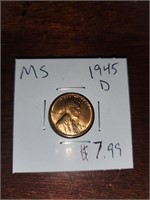 MS 1945 D wheat penny