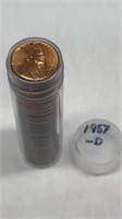 Of) 1957-D wheat pennies roll