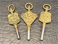 3 Antique Jeweler’s Watch Winding Keys