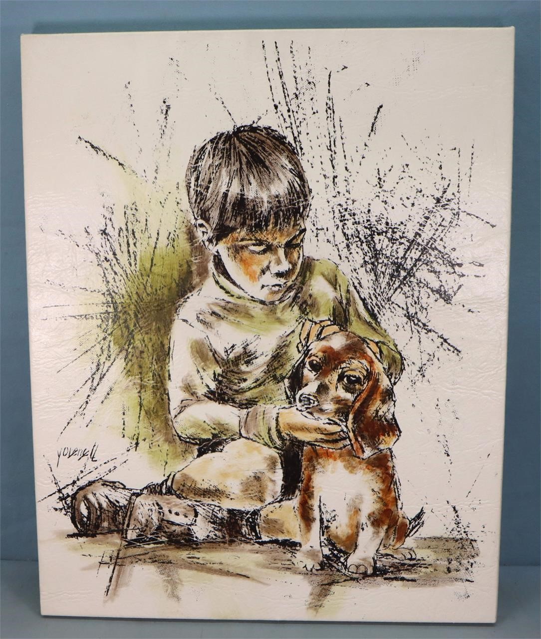Print on Canvas of Boy w/ Dog