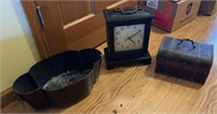 Clock, leather box and metal cachet