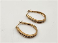 14K Gold & Diamond Hoop Earrings