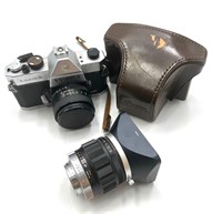 Yashicha and Ricoh Cameras with Bag and Lens