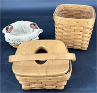 3 Longaberger Baskets Tissue Box & 2 Others