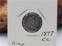 1877 CC Silver Seated Liberty Dime
