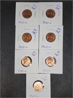 Lot of 7- 1955-S Lincoln "Red" Wheat Pennies