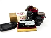 Spiratone Lenses and Cases and Mamiya Camera