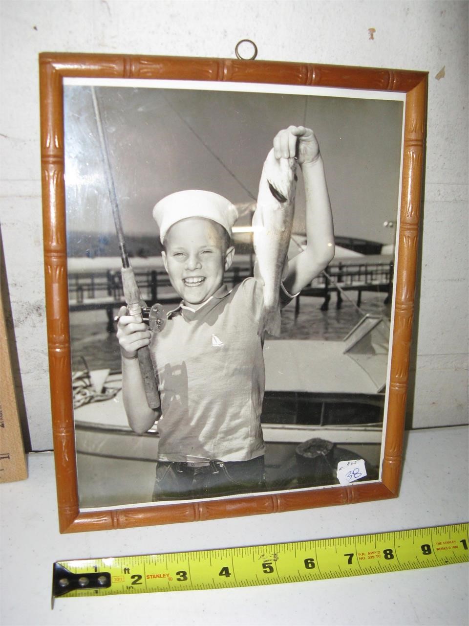 Vintage Cute Little Fisherman Picture 8 1/2 x 11
