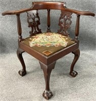 Antique Chippendale Mahogany Corner Chair
