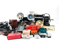 Asst of Vintage Camera Flashes and Accessories